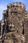 Ancient Stone Faces Of King Jayavarman Vii At The Bayon Temple, Stock Photo