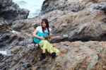 Asian Lady With Guitar Stock Photo