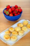 Strawberries And Scones Stock Photo