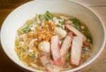 Noodles With Ingredients On Table Wood Background Stock Photo