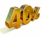 3d Gold 40 Forty Percent Discount Sign Stock Photo