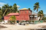 Wooden Buildings In Caye Caulker, Belize Stock Photo