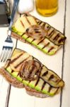 Grilled Vegetables On Bread Stock Photo