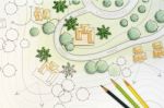 Landscape Architect Plan Stock Photo