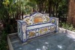 Decorative Tiled Bench In Marbella Stock Photo