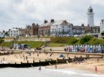 People Enjoying The Beach At Southwold Stock Photo