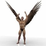 Man With Angel Wings Stock Photo