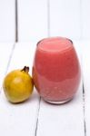 Fresh Guava Juice On A White Background Stock Photo