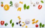 Various Vegetable And Ingredients For Cooking Pasta Menu Sweet B Stock Photo