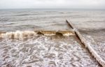 Breakwater Covered By Ice Stock Photo