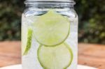 Close-up Glass Of Iced Lime Soda Drink Stock Photo