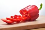 Slice Red Sweet Pepper Stock Photo