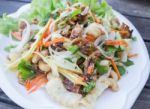 Spicy Seafood And Fish Maw Salad Stock Photo