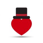  Love Heart With Black Top Hat Stock Photo