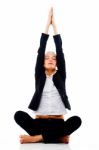 Businesswoman Doing Yoga Stock Photo