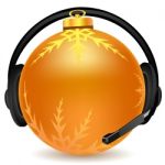 Headphone With Christmas Ball Stock Photo