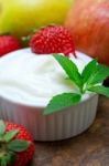 Fruits And Yogurt Stock Photo