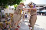 Student 9-10 Years Old, Scout In Adventure Activities, Scout Camp School Bangkok Thailand Stock Photo