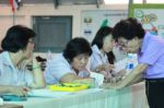 Activity Of Teaching Elementary Students. Elementary Students Are Test Lesson. The Students Intend Exam Stock Photo