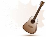 Acoustic Guitar In Water Color Style Stock Photo