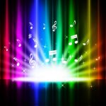 Rainbow Curtains Background Means Music Songs And Stage
 Stock Photo