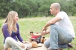 Men Make Wedding Proposal Stock Photo