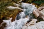 Mcdonald Creek In Glacier National Park Stock Photo