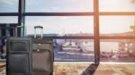 Group Of Luggage In The Airport Terminal Stock Photo