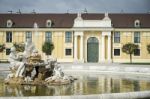 Danube, Inn, And Enns Statues At The Schonbrunn Palace In Vienna Stock Photo