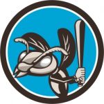 Hornet Baseball Player Batting Circle Retro Stock Photo