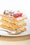 Napoleon Strawberry Cake Dessert Stock Photo