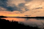 Scenic Of Twilight Time At River Stock Photo