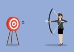 Business Woman Hitting The Target Stock Photo