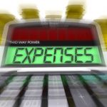 Expenses Calculated Shows Business Expenditure And Bookkeeping Stock Photo