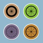 Bicycle Wheel Icon Set Stock Photo