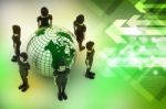 People Around A Globe Representing Social Networking Stock Photo