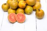 Fresh Guava Fruits On A White Background Stock Photo