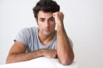 Happy Young Man Relaxing At Home Stock Photo