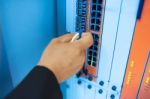 Fix Network Switch In Data Center Room Stock Photo