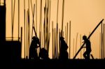 Construction Worker Silhouette Stock Photo