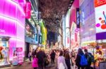 Seoul - March 20: Myeong-dong Market Is Large Shopping Street In Seoul.photo Taken On March 20,2016 In Seoul,south Korea Stock Photo