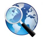 Magnifying Glass With Earth Globe Stock Photo