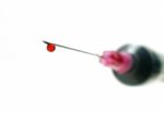 Blood Drop On Syringe Stock Photo