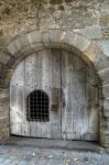 Old Wooden Door In Rothenburg Stock Photo