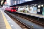 Blurred Abstract Background Of  People Waiting At The Train Station In Japan Stock Photo