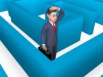 Lost Businessman Represents Decision Making And Achievement 3d R Stock Photo