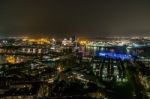 Scenic Of Hamburg Night Cityscape Stock Photo