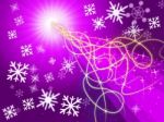 Purple Squiggles Background Shows Pattern And Snowflakes Stock Photo