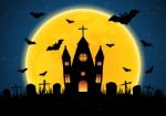 Halloween Graveyard Church Stock Photo