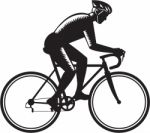 Road Cyclist Racing Woodcut Stock Photo